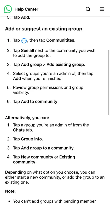 Add existing group